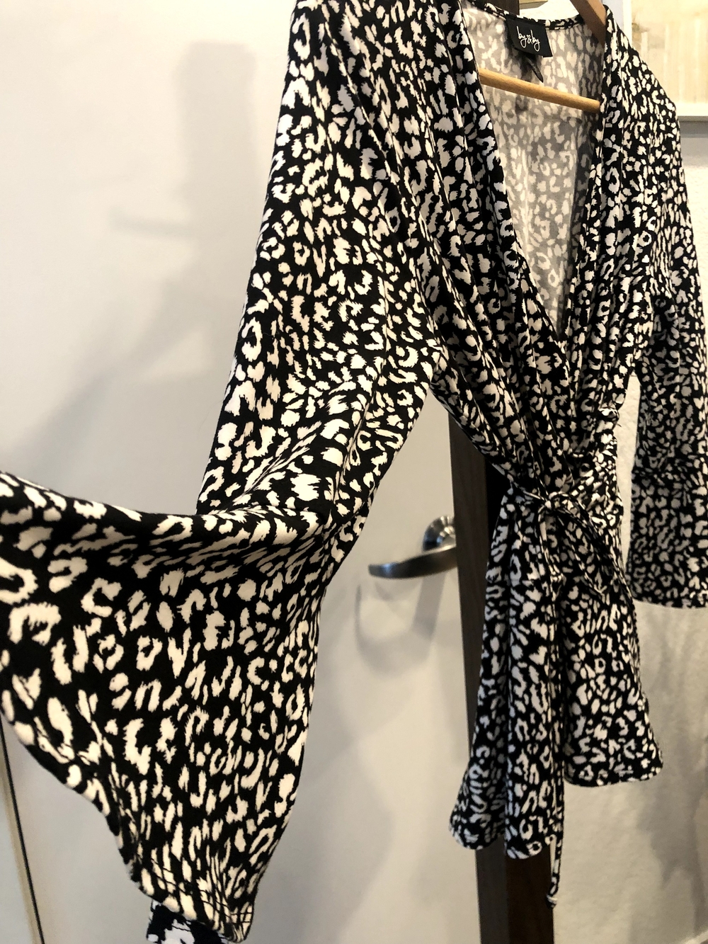 2 for $22 ~ by & by Black and White Leopard Wrap Top
